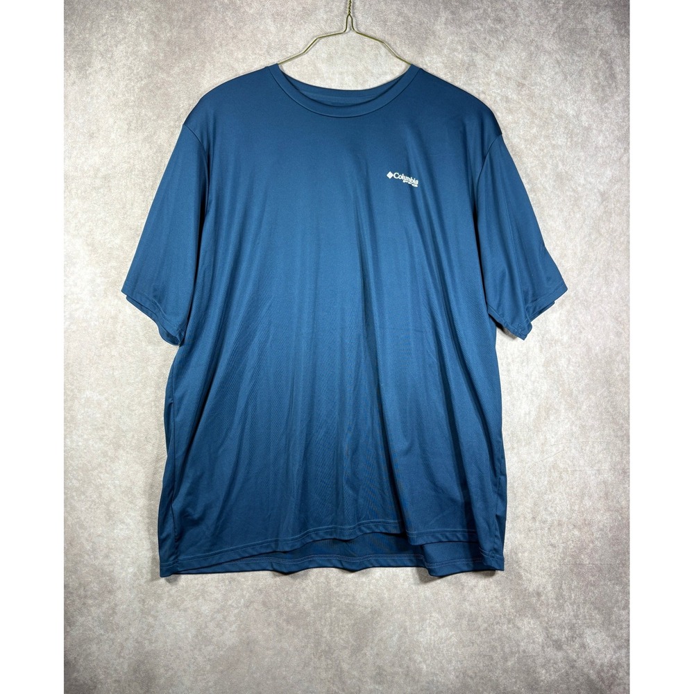 Columbia T-Shirt Mens XXL Blue PFG Graphic Tee Omni-Shade Performance Fishing